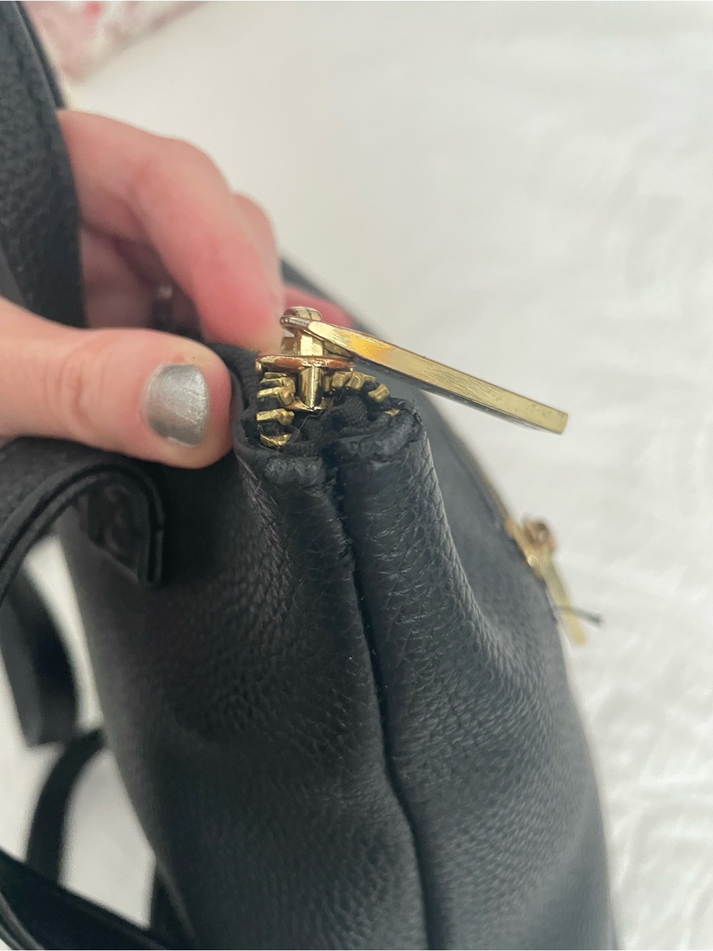 Katie Loxton Black Pebbled Leather Backpack - Picture 5 of 5